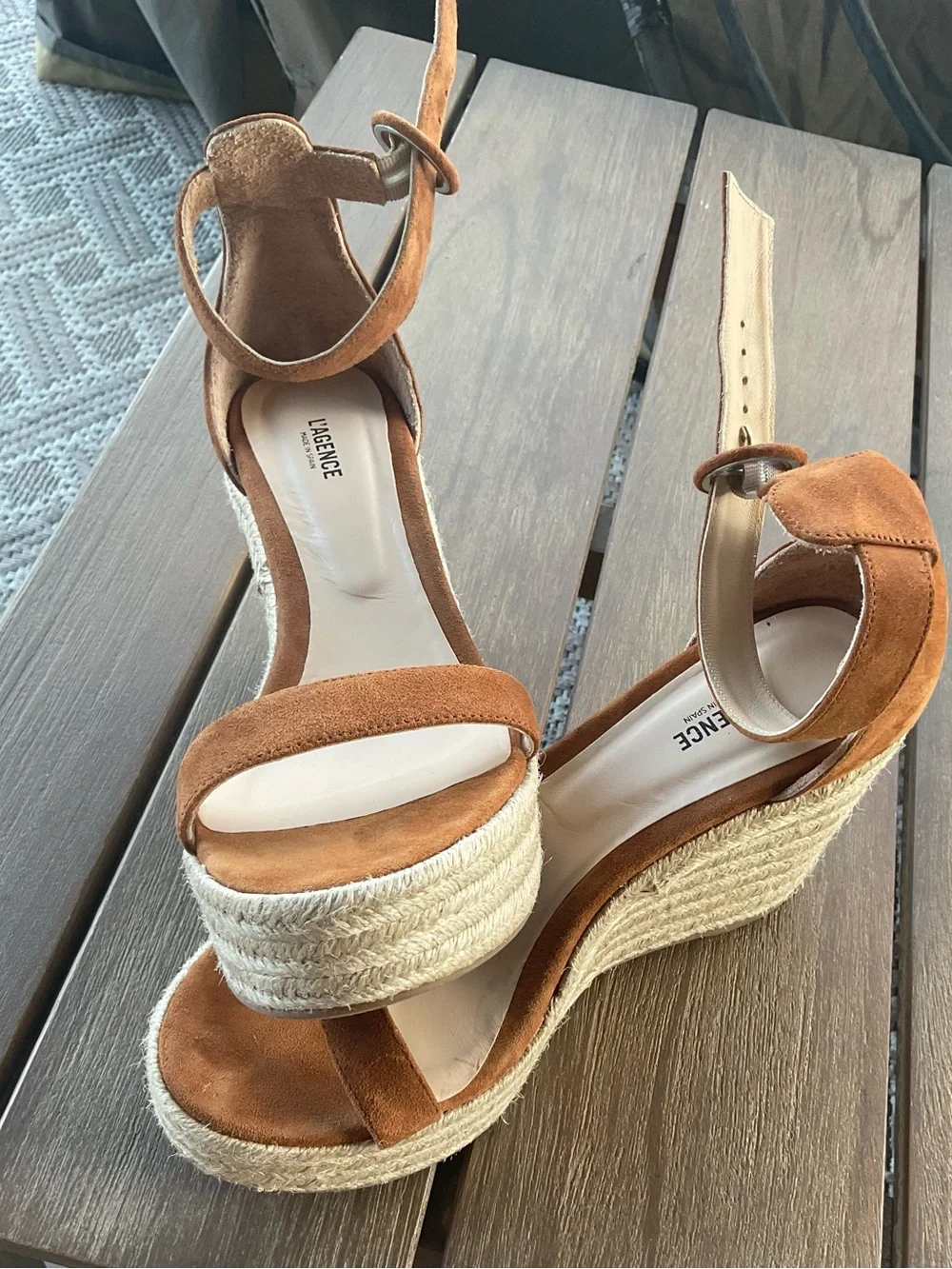 L'AGENCE Elysee Suede Espadrille Wedge Sandals